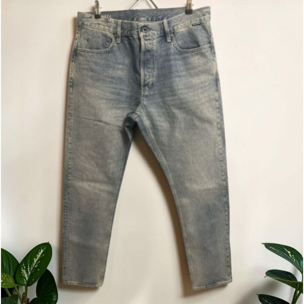Men’s Blue Denim Jeans Straight Taper Fit Classic 5-Pocket Style